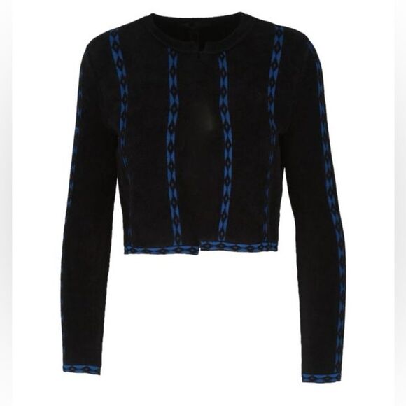 Maje Cardigan Geometric-Print Cardigan Black Large - Picture 3 of 15